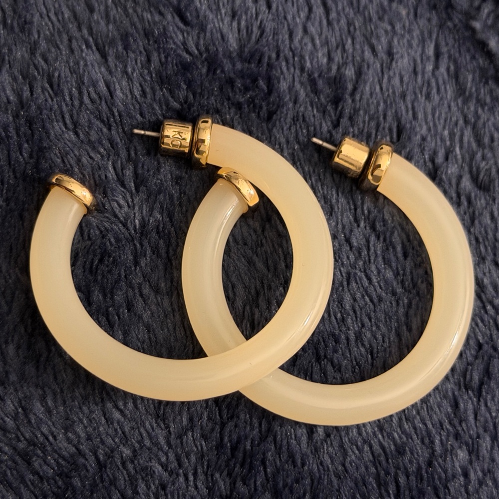 Kenneth Cole Acetate Clear Cream Hoop Earrings
